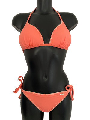 Orange Push-Up Bikini Set 12C 12 C stark gepolstert Triangel Cups & Seitenslip zum Binden