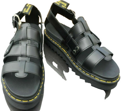Dr Martens Terry Schwarz Brando Leder Fischer Sandalen Schuhe UK 10 EU 45