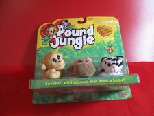 Pound Jungle 1998 Collectible Toy Set - Brown Monkey, Hippo, White Tiger NEW 