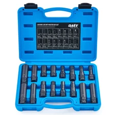 16pc Locking Lug Nut Master Key Set CrMo SAE and Metric Wheel Lock Removal Kit