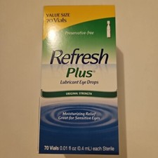 Refresh Plus Lubricant Eye Drops Preservative-Free Tears 70 Count Exp 08/2026 
