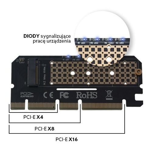 5901986045793 Karta rozszerzeń, adapter M.2 NVMe M-Key PCI-E Savio AK-41 SAVIO - Zdjęcie 2 z 2