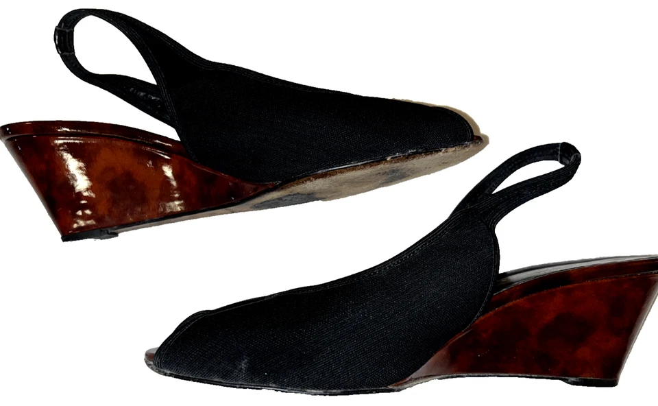 Sandalias de mujer Donald J Pliner con caparazón de tortuga cuñas punta abierta talla 10 Foto 2 de 4