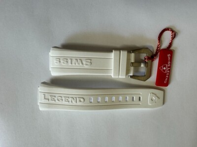 Man's Swiss Legend Trimix Silicone/Rubber white watch band strap