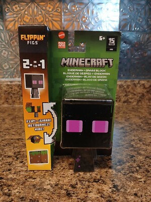 Minecraft Flippin Figs  Enderman & Grass Block Action Figure NIB