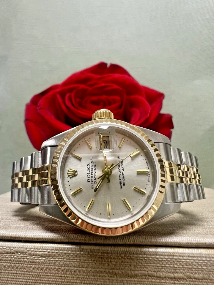 Женские юбилейные серебряные часы Rolex Oyster Perpetual Datejust из 18-каратного золота нержавеющей стали - Изображение 2 из 4