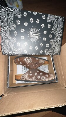 Size 10 - Bravest Studios Mocha Paisley London Mules IN HAND 