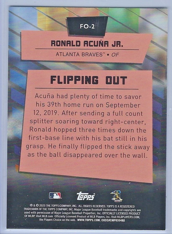 Ronald Acuna Jr - 2020 Topps Big League Flipping Out Card # FO-2 - Image 2 of 2