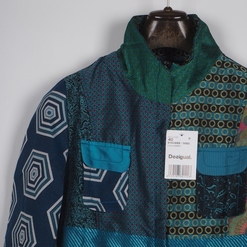 Desigual Women's Coat Size 40 / L Linen Blend Patchwork 01E2933 - Picture 3 of 8