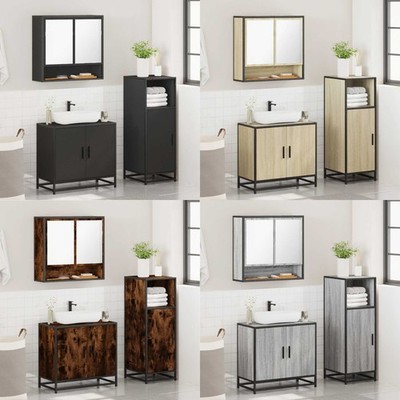 Badmöbel Set Spiegelschrank Unterschrank Badschrank Midischrank 3-tlg. vidaXL
