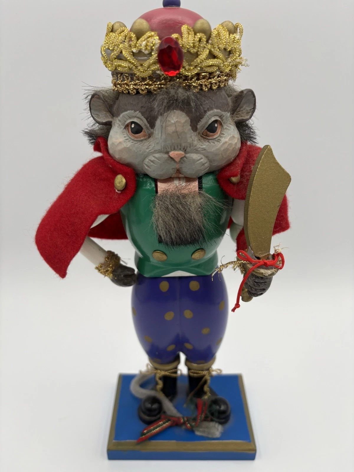 Mouse King Nutcracker Wood Detailed Collectible 4” X 11” Rare VGUC