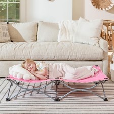 Regalo My Cot Portable Toddler Bed, Includes Fitted Sheet, Pink