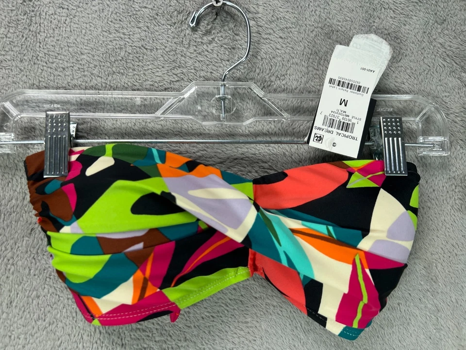 BAR III NUEVO CON ETIQUETAS Mujer Tropical Twist Bandeau Bikini Top Traje de Baño Top Talla Mediana Foto 4 de 4