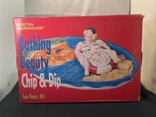 Vtg Ceramic Swimming Pool Hot Tub Party Chip and Dip Bowl Set Boston Warehouse