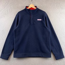 Vineyard Vines Men Navy Fleece Quarter Zip Pullover Sweatshirt Size M