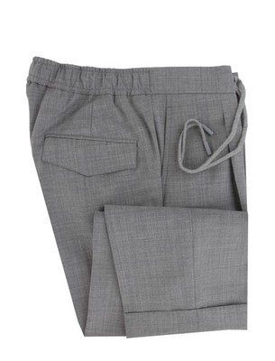 $450 Barba Napoli Light Gray Solid Wool Blend Pants - Slim - (BN63261)