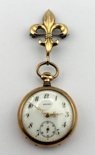 Gruen Antique Mechanical Pocket Watch Pin 15J  NON-WORKING