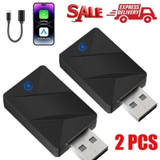 2x USB Wireless CarPlay Adapter for Apple iPhone & Android Auto Dongle Plug＆Play