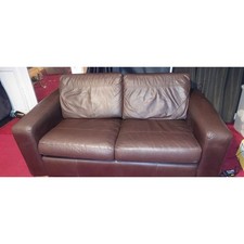 Genuine Leather Brown sofa bed- Quick sale £90 ono