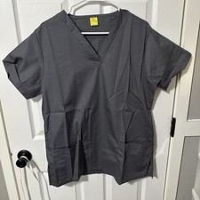 Fashion Seal Healthcare Scrub Top, Gray V-Neck, Short Sleeve Women's SZ S - NEW