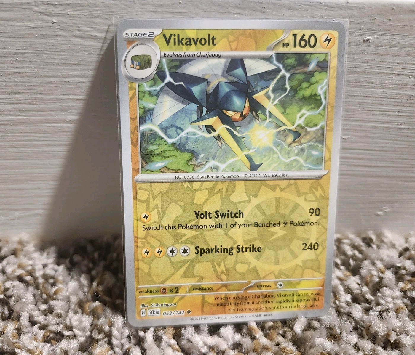 Vikavolt 053/142 Pokemon Stellar Crown SV07 Reverse Holo Uncommon NM