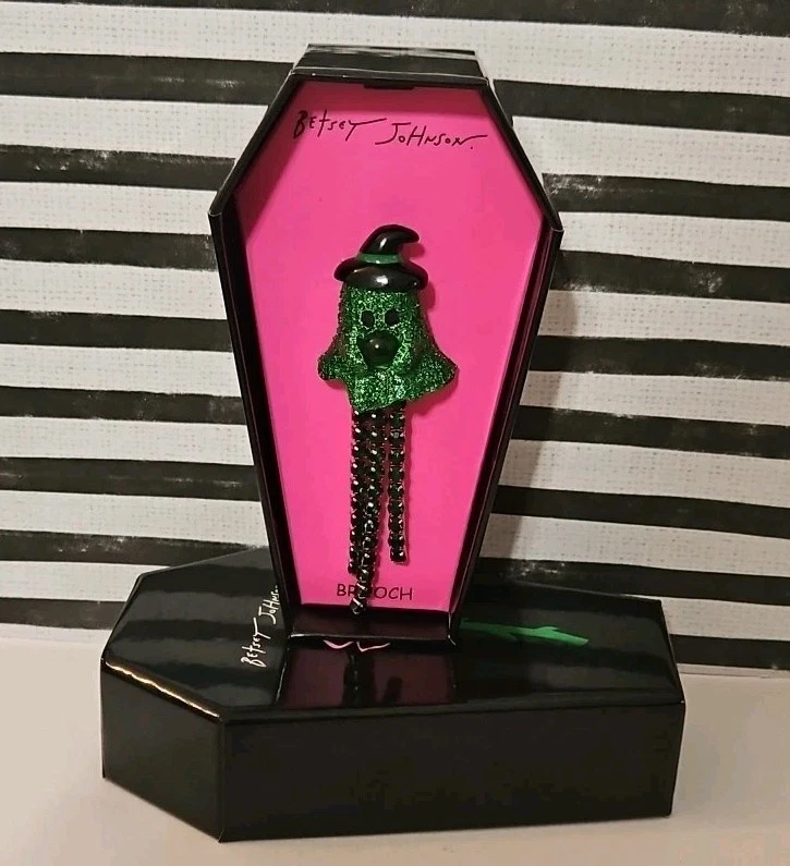 Брошь Betsey Johnson на булавке с зеленым призраком ведьмой для Хэллоуина - Изображение 3 из 4