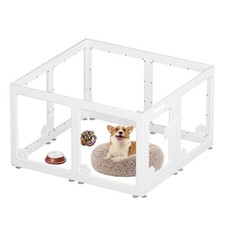 8-Piece Indoor Playpen for Dogs, Modular Puppy Pen, Lockable Door, Transparent