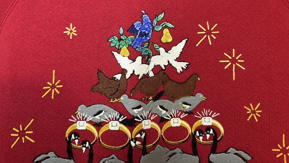 Sudadera Vintage 12 Días de Navidad Talla Grande Roja Estampado Gráfico Vacaciones Foto 3 de 4