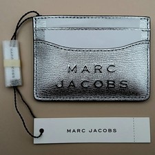 Marc Jacobs Sivee Card Holder Wallet Metallic Silver Textured Leather