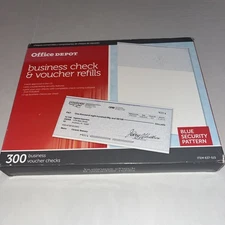 Office Depot Business Check & Voucher Refills 300 Pack Blue Security 637-515