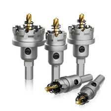 Carbide Hole Saw 5 Pcs Kit, Metal Steel Hole Saw Bits, TCT Hole Cutter for Stain