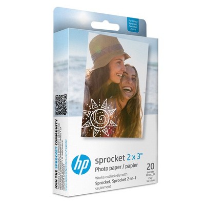 Sprocket 2x3'' Premium Zink Sticky Back Photo Paper (20 Sheets) White Glossy New