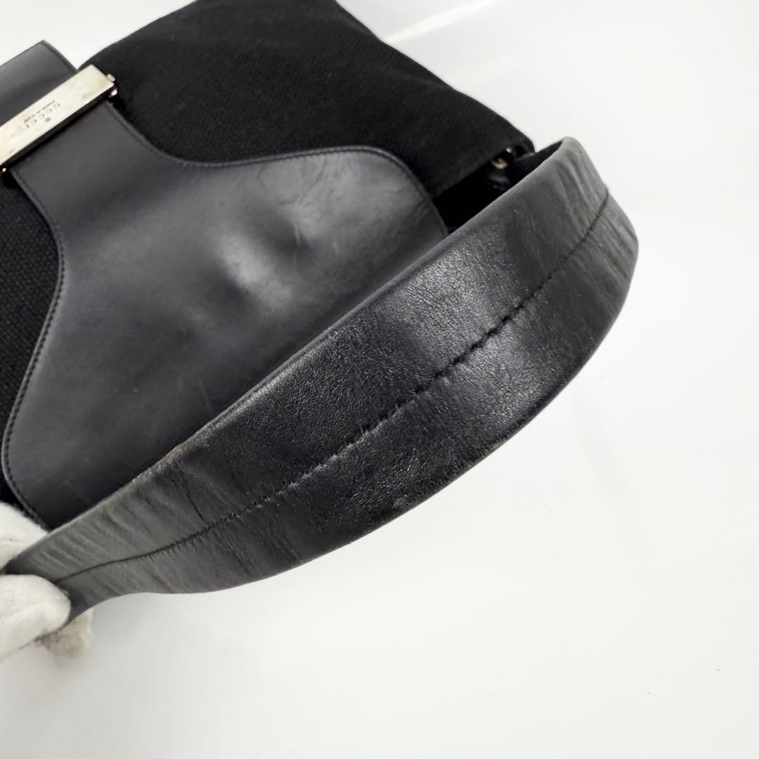 GUCCI Canvas Leather Shoulder Bag Black Authentic thumbnail 7