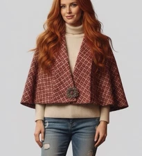 Walter Neiman Marcus Capelet Rhinestone Brooch Tweed Multicolor Lined NWT $310