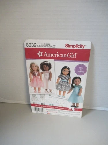 SIMPLICITY  American Girl Doll    #8039 Sewing Clothes Dolls 18” PATTERN   UNCUT