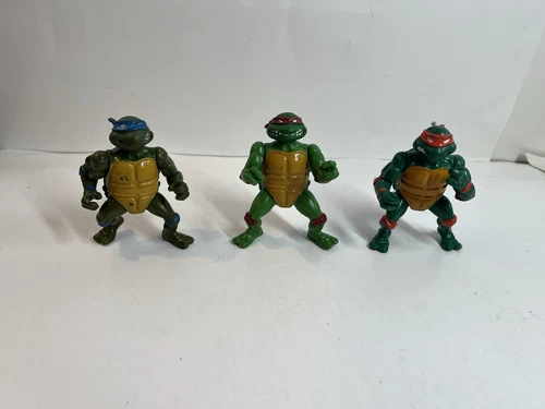 Vintage Teenage Mutant Ninja Turtles Action Figure 1989 Lot Of 3 Mike Leo Ralph