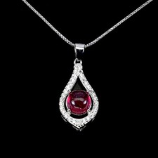 925 Sterling Silver Necklace Round Ruby 6mm Natural Gemstone Jewelry 18 Inches