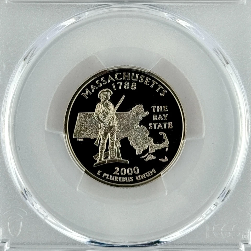 Massachusetts Quarter PR 70 DCAM PCGS Clad 2000 S Best Top Grade 25c State Flag - Image 3 of 4
