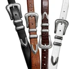 Brenton Designer Dress Belt with Western Silver Plated Buckle Set 1-1/8" Wide