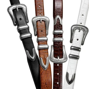 Brenton Designer Dress Belt with Western Silver Plated Buckle Set 1-1/8" Wide