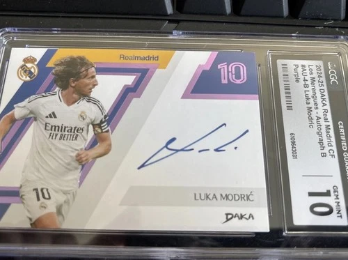 Luka Modric 2024-25 DAKA Real Madrid Purple On Card Auto /10 CGC Gem Mint 10 SSP