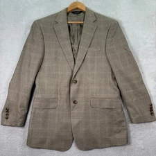 Jos A Bank Signature Collection Mens 40R Tailored Fit Silk Wool Plaid Blazer EUC