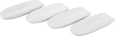 Everyday Porcelain 9'' Corn Dish, Set of 4, White