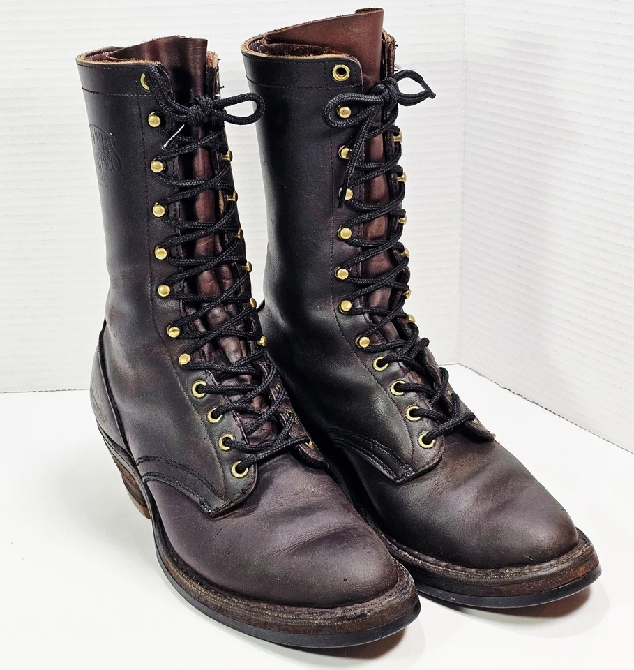 Botas Exploradoras Hathorn Blancas Para Hombres Talla 7.5 D (ANCHAS) Cuero Marrón Packer Leñador Foto 2 de 4