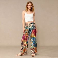 NWOT Johnny Was Soft Side Wrap Pants Womens Sz XXL Multicolored Tropical Pull on