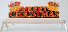 LEMAX  "MERRY CHRISTMAS / LIT SIGN WITH BELLS" **LED LIGHTS / BATTERY OPERATED**