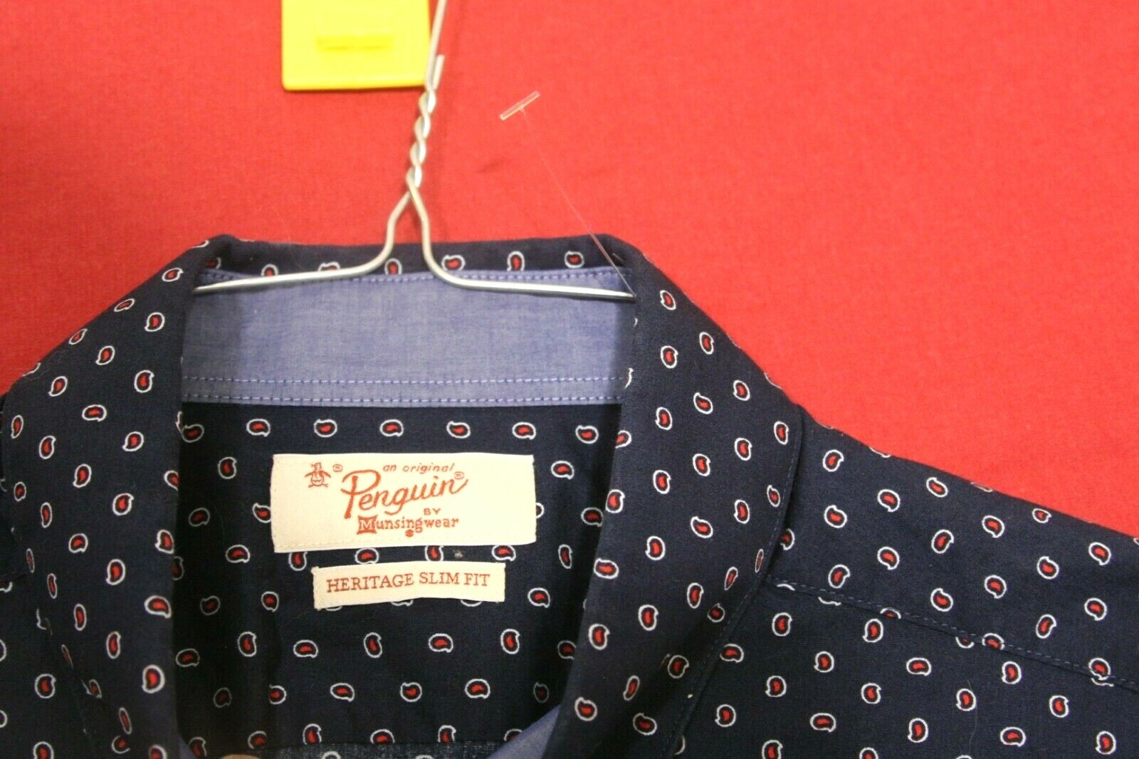 Penguin Munsingwear Men Heritage Slim Fit Button Up Navy Flip Cuff 15 1/2 34-35 image 3