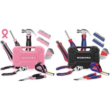 WORKPRO Pink/Blue 35Piece Tools Set Basic Tool Set Household Tool Kit W/Tool Box