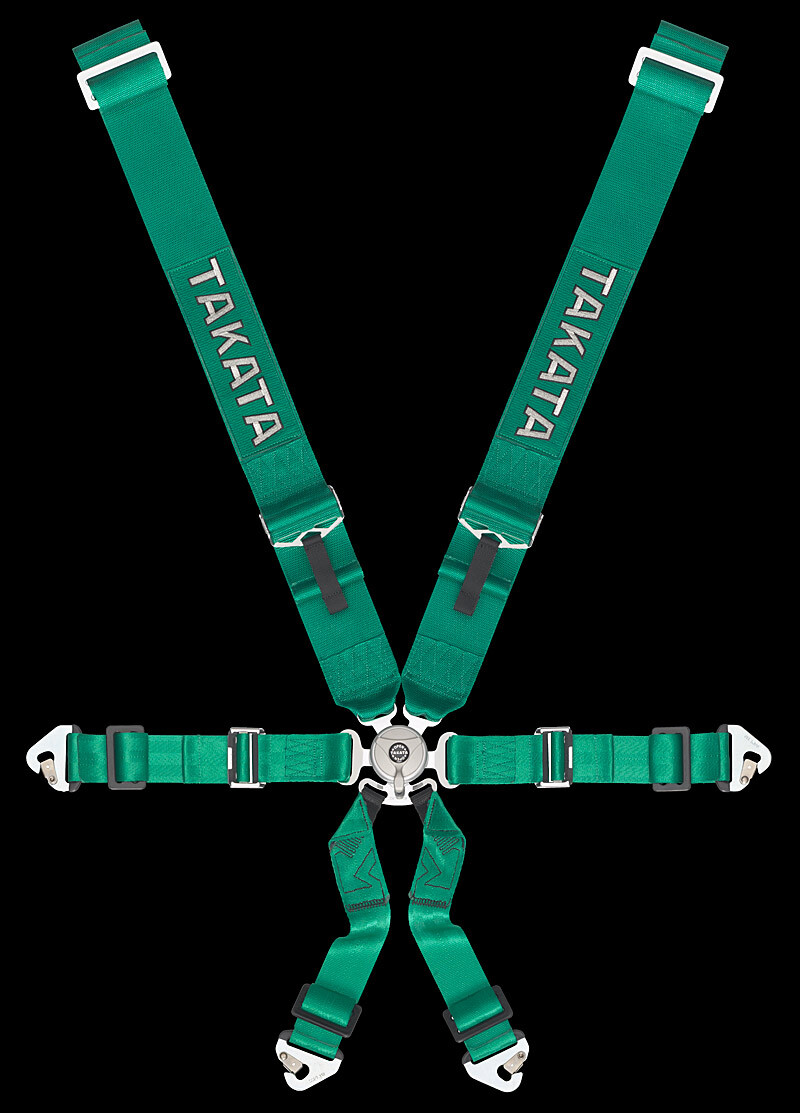 GENUINE TAKATA RACING HARNESS 6 PIONT 3 X 2 INCH SNAP GREEN (FIA