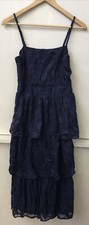 Lulus Grace & Beauty Navy Blue Burnout Floral Tiered Midi Dress Size M NWT